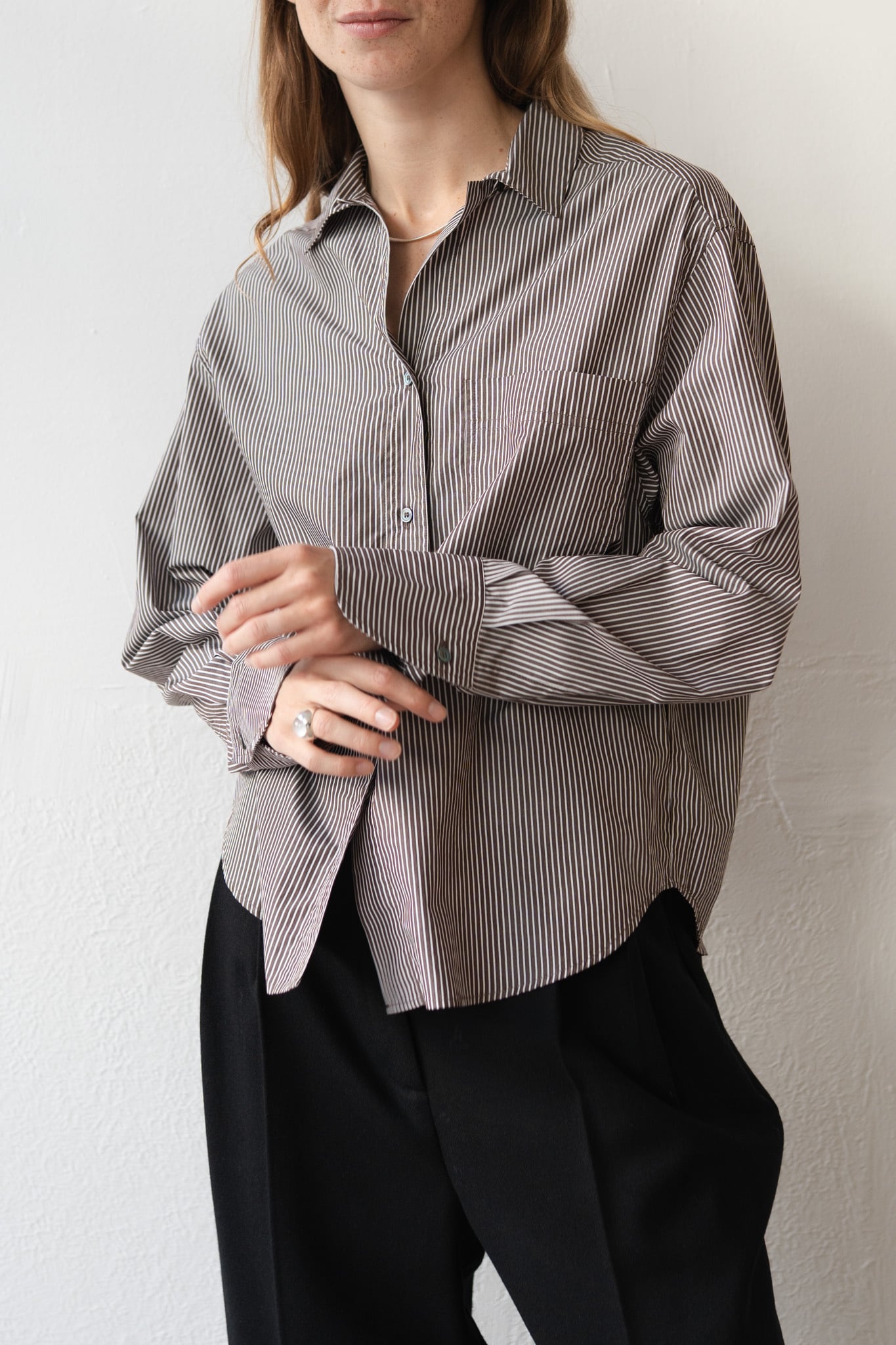 Striped Poplin Shirt Cocoa
