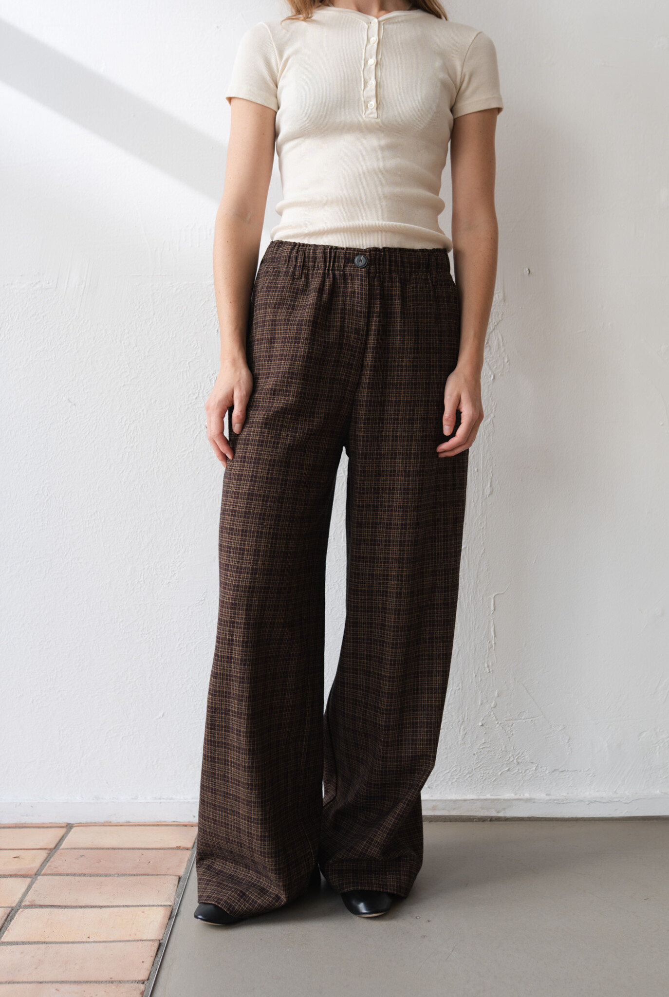 Micro-check Burgundy Trouser
