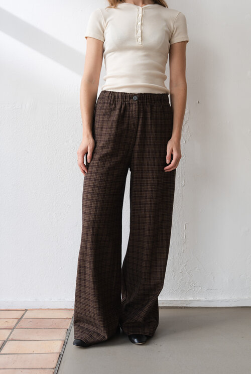 Micro-check Burgundy Trouser