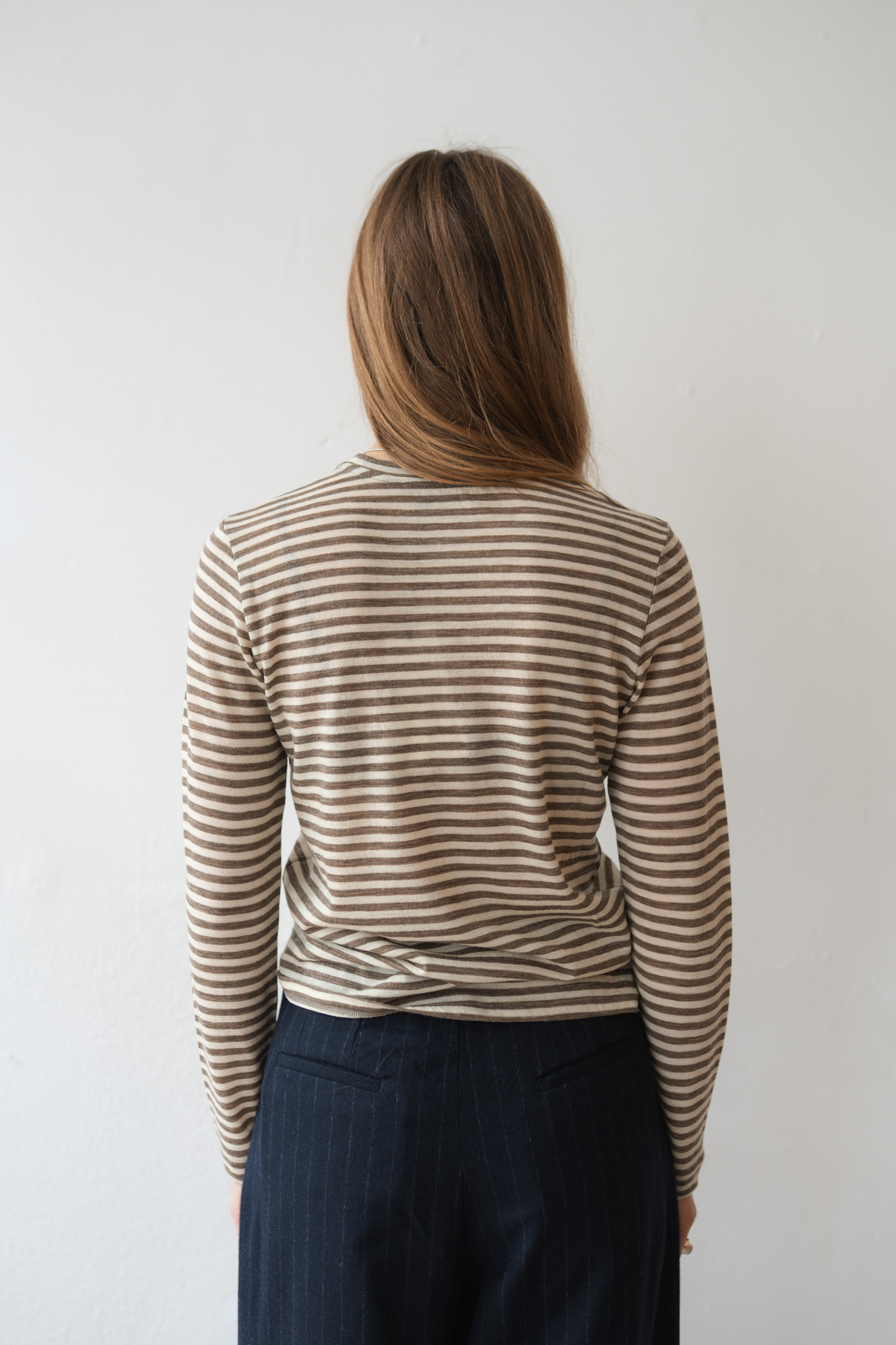 Striped Wool Jersey T-shirt Dove Grey