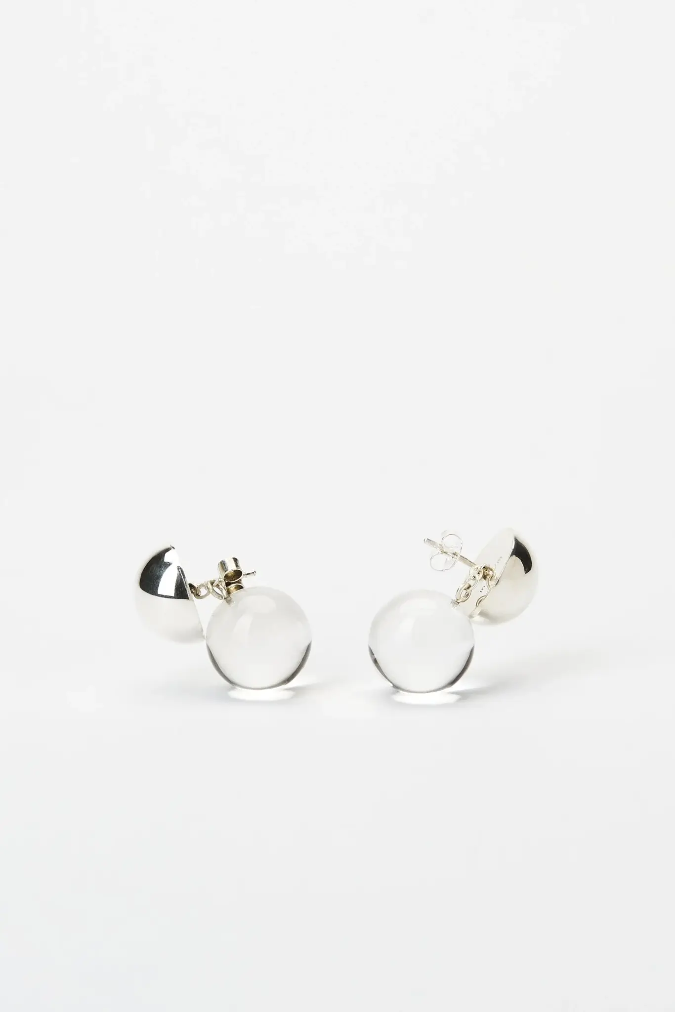 Spheres Earrings Mini Silver Crystal