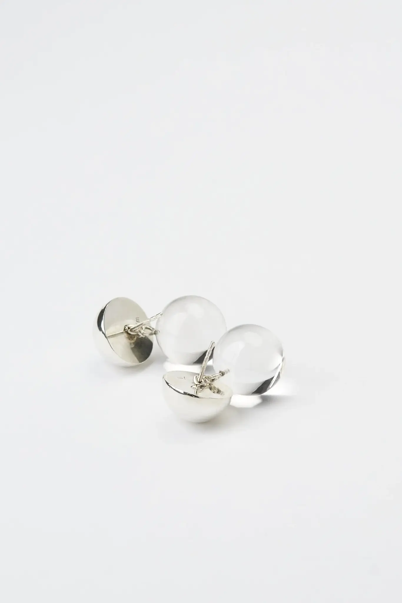 Spheres Earrings Mini Silver Crystal
