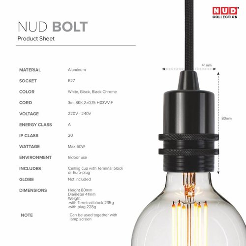 Nud Collection Socket Bolt aluminium zwart