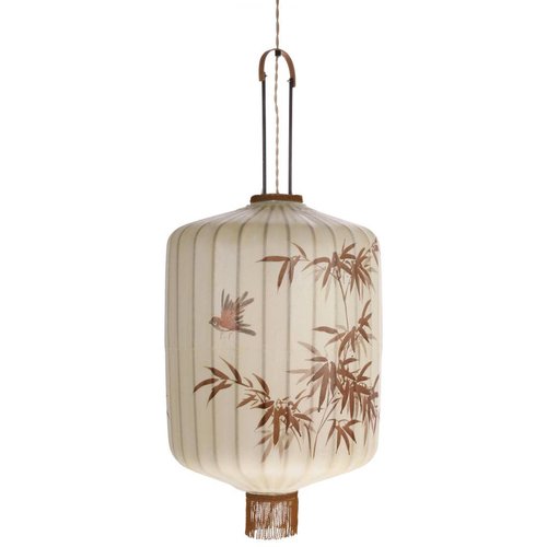HK Living Traditionele stoffen lantaarn hanglamp crème in XL HK Living Traditionele stoffen lantaarn hanglamp crème in XL