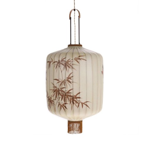 HK Living Traditionele stoffen lantaarn hanglamp crème in L HK Living Traditionele stoffen lantaarn hanglamp crème in L