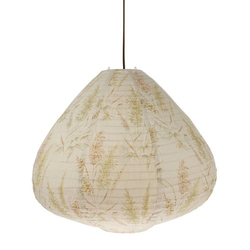 HK Living Stoffen lantaarn hanglamp 65cm met riet print vintage HK Living Stoffen lantaarn hanglamp 65cm met riet print vintage