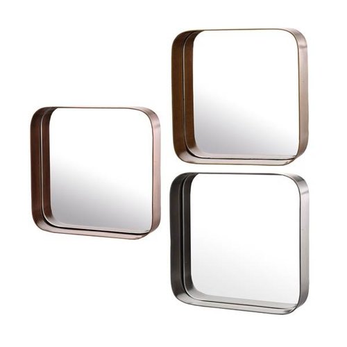 Pols Potten Metal edge vierkante spiegel - set van 3 Pols Potten Metal edge vierkante spiegel - set van 3