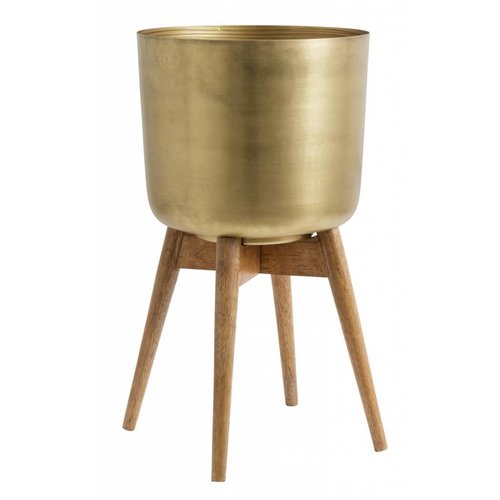 nordal Plant stand hout en messing Ø29 h 52cm nordal Plant stand hout en messing Ø29 h 52cm