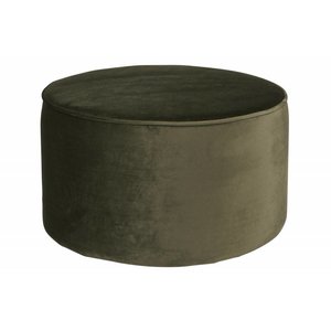WOOOD Sara pouf bas en velours vert chaud Ø60