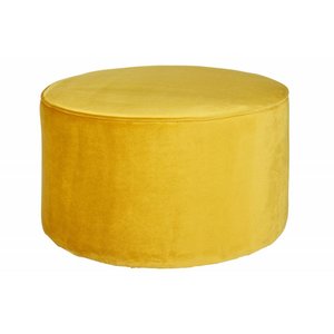 WOOOD Sara pouf bas en velours ocre Ø60