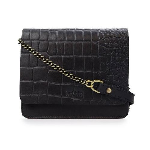 O My Bag Audrey mini handtas - klassiek leder zwart/croco O My Bag Audrey mini handtas - klassiek leder zwart/croco
