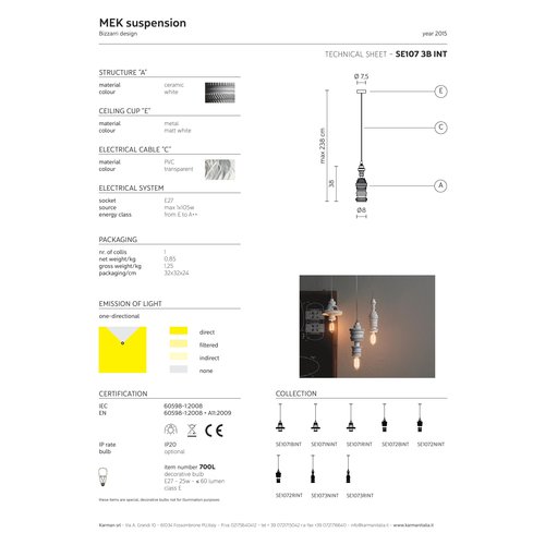 Karman Mek3 hanglamp keramiek wit