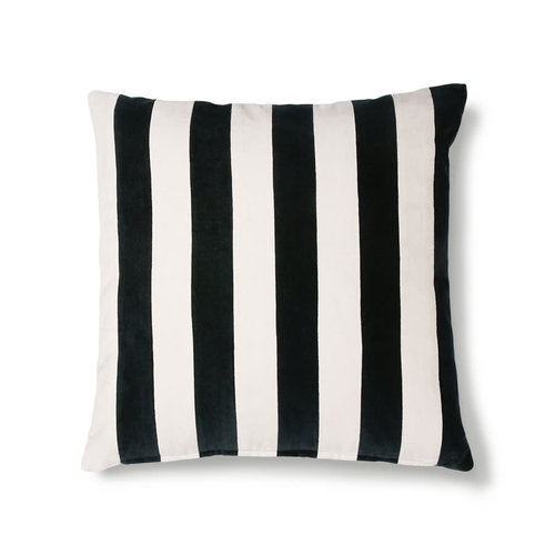HK Living Gestreept kussen in fluweel zwart/wit HK Living Gestreept kussen in fluweel zwart/wit