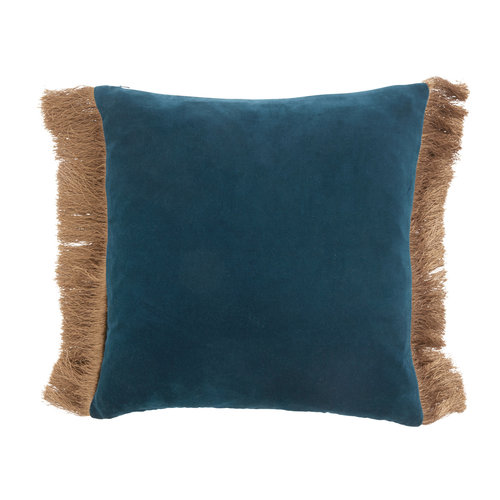 nordal Kussen met franjes fluweel dusty blue/dark blue nordal Kussen met franjes fluweel dusty blue/dark blue