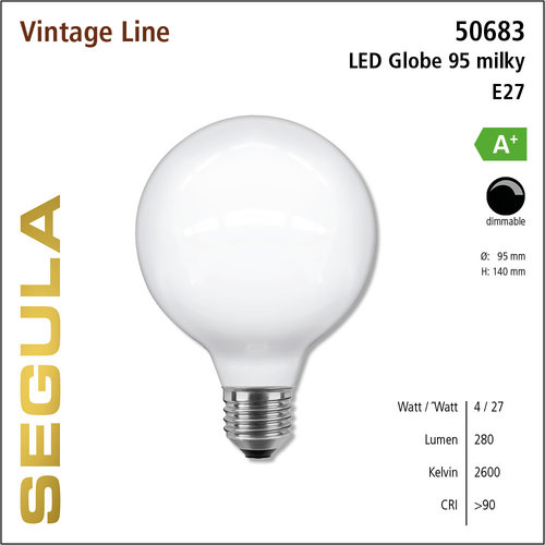 Segula LED Gloeilamp Globe 90 opaal 4W - 320 lm