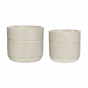 Hübsch Pots de fleurs en béton beige - lot de 2