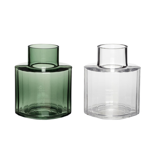 Hübsch Vaas groen/transparant glas - set van 2 Hübsch Vaas groen/transparant glas - set van 2