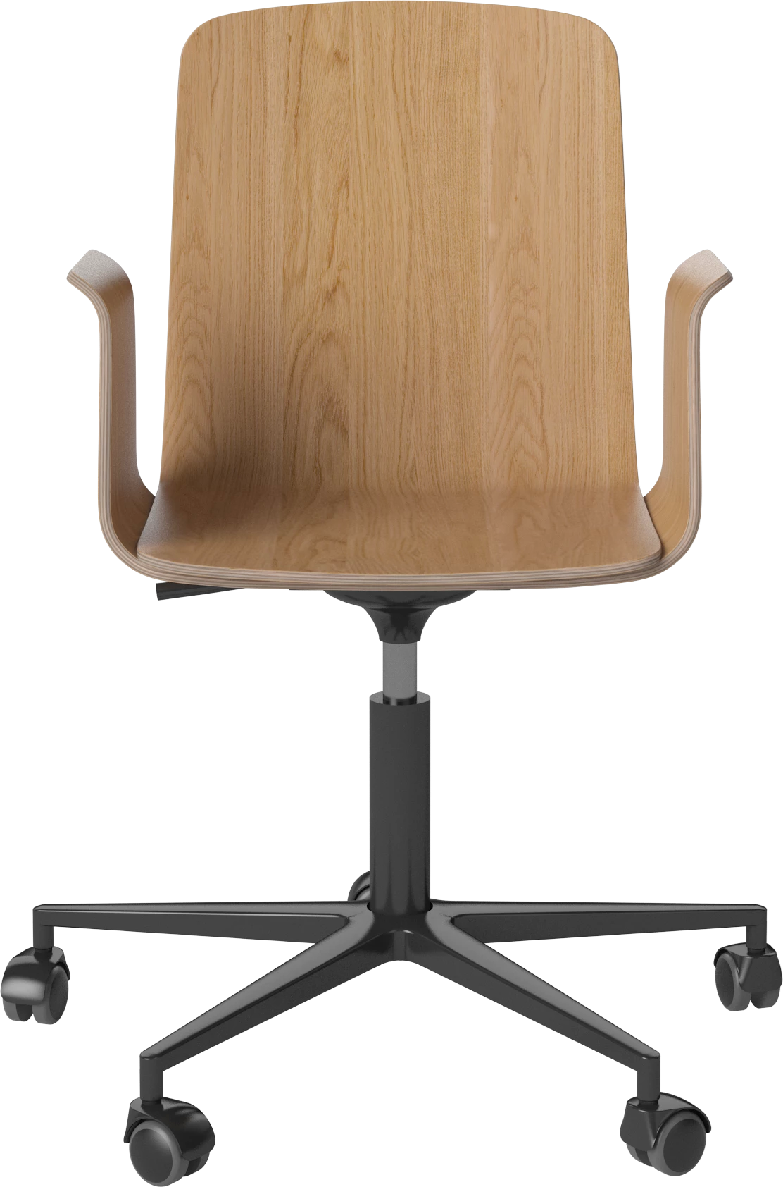 Wig Groen Idioot Palm bureaustoel met armleuningen zwart onderstel hout - vida design
