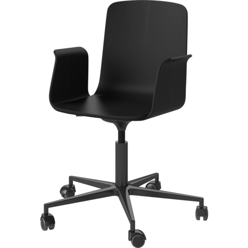 Bolia Palm bureaustoel met armleuningen zwart onderstel volledig fineer