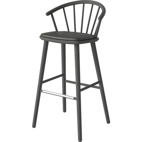 Bolia Sleek barstoel zwart lederen zitting - ZH 78 Bolia Sleek barstoel zwart lederen zitting - ZH 78
