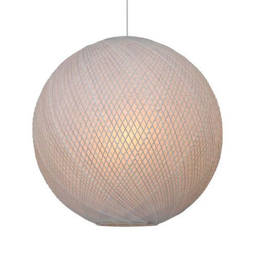 HKLiving Hanglamp bol wit bamboe/papier