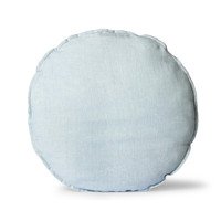 Rond kussen ice blue linnen