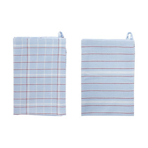 Hübsch Torchon de cuisine bleu-blanc-rouge lot de 2