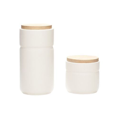 Hübsch Voorraadpot wit/natuur Set van 2 Hübsch Voorraadpot wit/natuur Set van 2