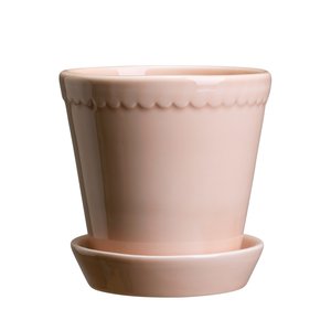 Bergs Potter Helena pot de fleurs avec soucoupe émaillé quartz rose 18 cm Bergs Potter Helena pot de fleurs avec soucoupe émaillé quartz rose 18 cm