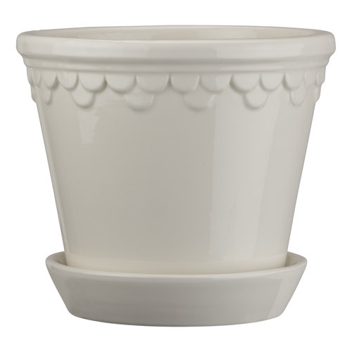 Bergs Potter Kopenhagen bloempot met schotel geglazuurd wit 25 cm Bergs Potter Kopenhagen bloempot met schotel geglazuurd wit 25 cm
