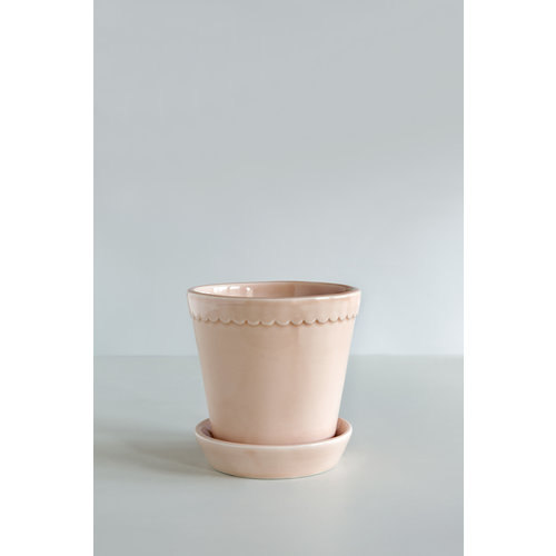 Bergs Potter Helena bloempot met schotel geglazuurd quartz rose 18 cm