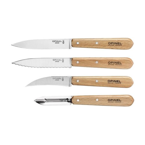 Opinel Les Essentiels Keukenset 4-delig rvs/olijfhout Opinel Les Essentiels Keukenset 4-delig rvs/olijfhout