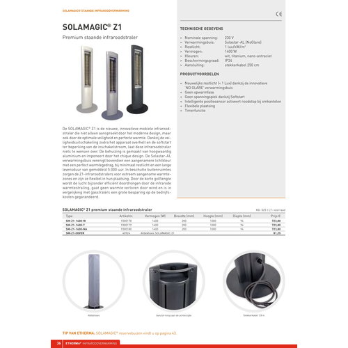 Solamagic SOLAMAGIC Z1 Premium staande infraroodstraler wit
