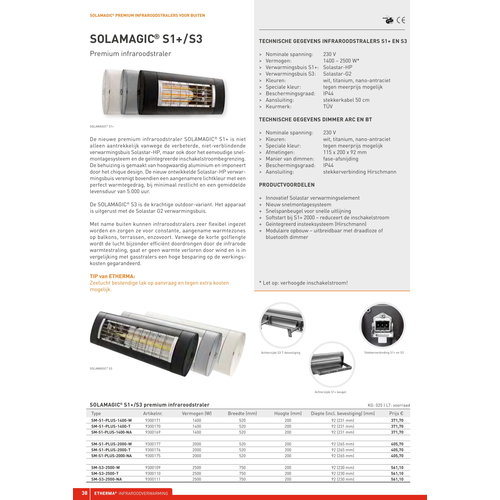 Solamagic SOLAMAGIC S2 BT Premium infraroodstraler nano-anthraciet