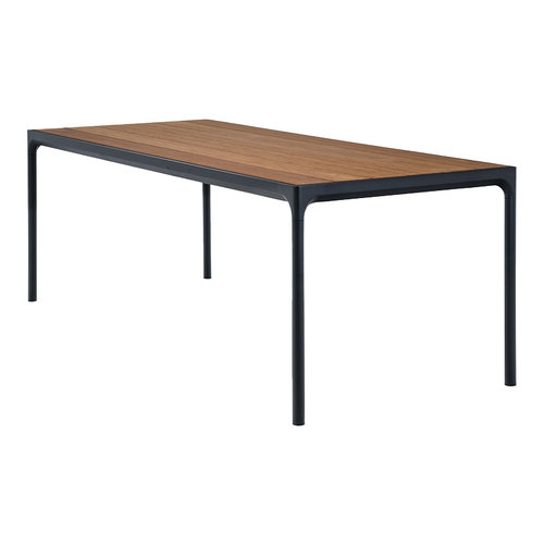 Houe Four tuintafel bamboe/zwarte aluminium