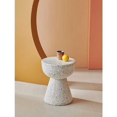 HKLiving Bijzettafel terrazzo wit Ø 35 x H 44cm