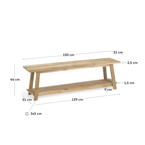 Kave Home Safara bank gerecycleerd teakhout 150 x 32