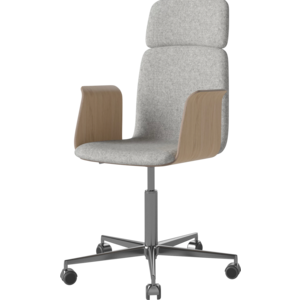 Bolia Palm CEO chaise de bureau avec assise rembourrée, accoudoirs en bois et roulettes