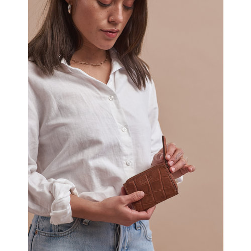 O My Bag Lola geldbeugel cognac - klassiek crocoleder cognac O My Bag Lola geldbeugel cognac - klassiek crocoleder cognac