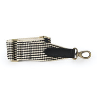 Webbing riem checkered - klassiek leder zwart