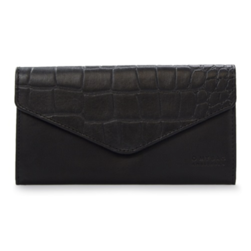 O My Bag Pixie enveloppe portefeuille - eco klassiek leder zwart/croco O My Bag Pixie enveloppe portefeuille - eco klassiek leder zwart/croco