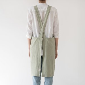 Linen Tales Crossback keukenschort sage