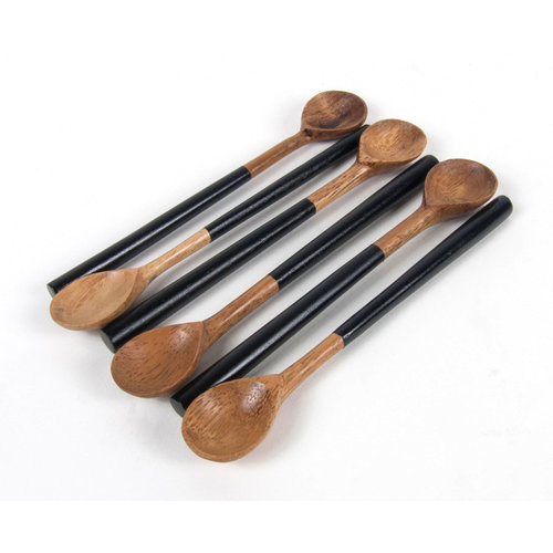 Kinta Theelepel acaciahout natuur/zwart- set van 6 Kinta Theelepel acaciahout natuur/zwart- set van 6