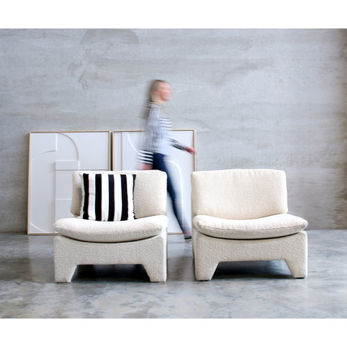 HKLiving Retro lounge fauteuil bouclé cream