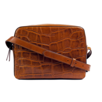 Sue handtas - croco klassiek leder cognac