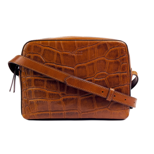 O My Bag Sue handtas - croco klassiek leder cognac