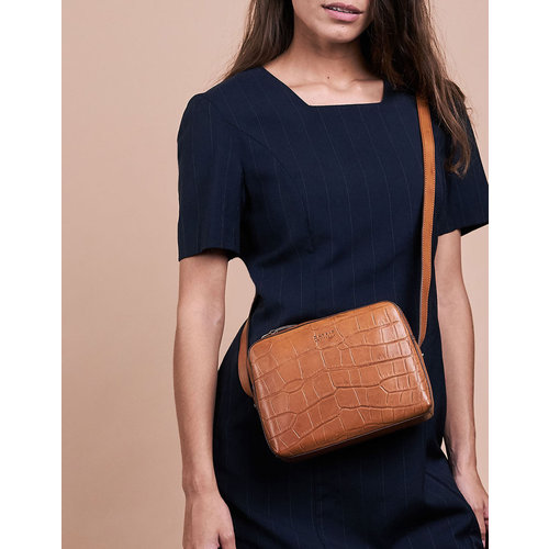 O My Bag Sue handtas - croco klassiek leder cognac