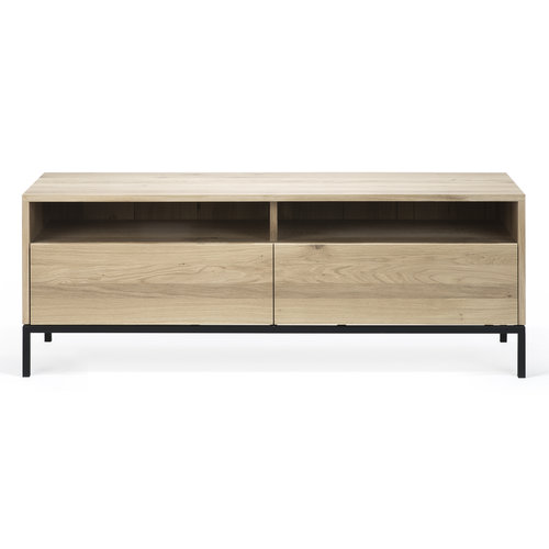 Ethnicraft Ligna Tv kast 2 lades - zwart metalen pootjes Ethnicraft Ligna Tv kast 2 lades - zwart metalen pootjes