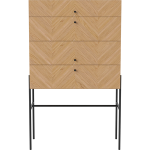 Bolia Luxe commode 4 tiroirs haut poignée noire