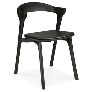 Ethnicraft Bok chaise de salle à manger en chêne noir/cuir noir
